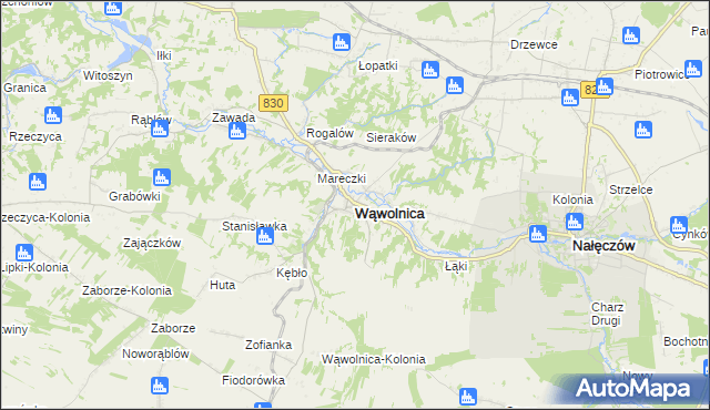 mapa Wąwolnica powiat puławski, Wąwolnica powiat puławski na mapie Targeo