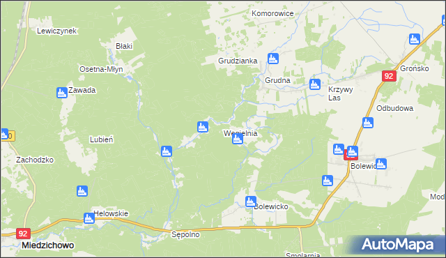 mapa Węgielnia gmina Miedzichowo, Węgielnia gmina Miedzichowo na mapie Targeo