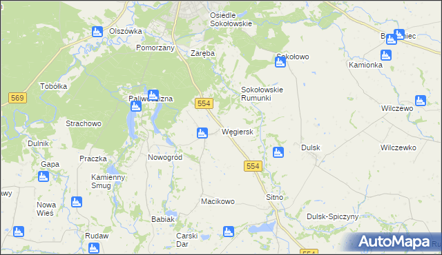 mapa Węgiersk, Węgiersk na mapie Targeo