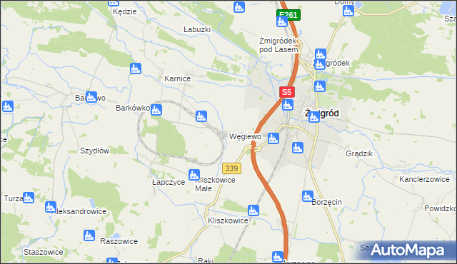 mapa Węglewo gmina Żmigród, Węglewo gmina Żmigród na mapie Targeo