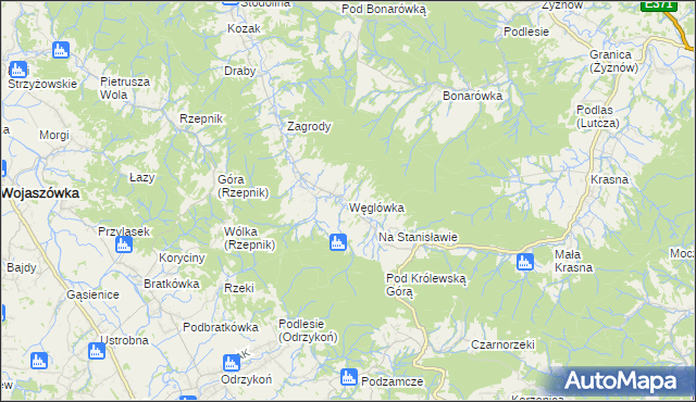 mapa Węglówka gmina Korczyna, Węglówka gmina Korczyna na mapie Targeo