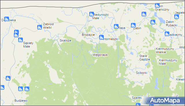 mapa Węgorapa, Węgorapa na mapie Targeo