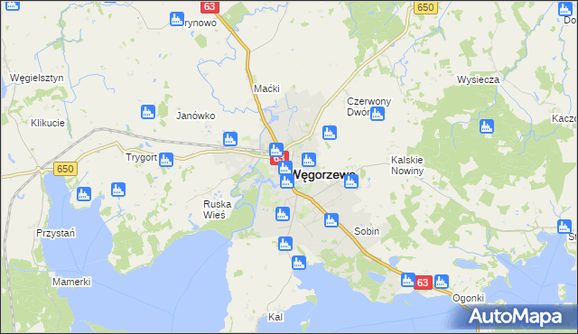 mapa Węgorzewo, Węgorzewo na mapie Targeo