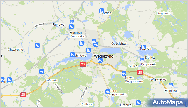 mapa Węgorzyno, Węgorzyno na mapie Targeo