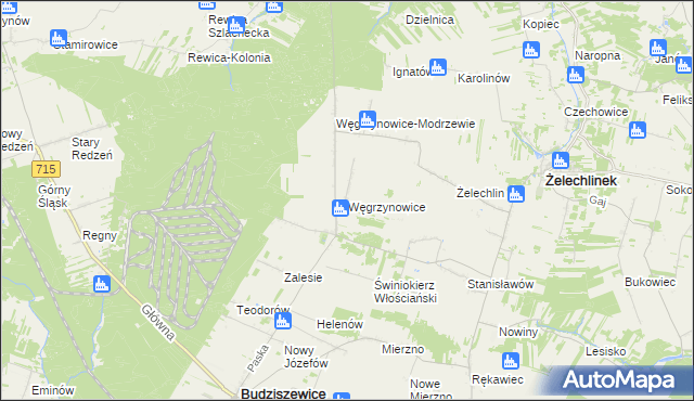 mapa Węgrzynowice gmina Budziszewice, Węgrzynowice gmina Budziszewice na mapie Targeo