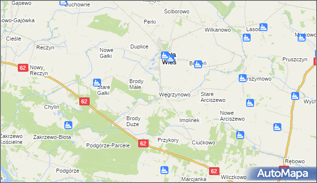 mapa Węgrzynowo gmina Mała Wieś, Węgrzynowo gmina Mała Wieś na mapie Targeo