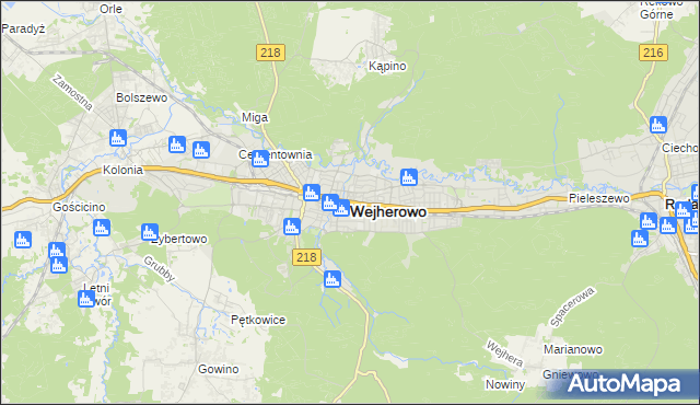 mapa Wejherowo, Wejherowo na mapie Targeo