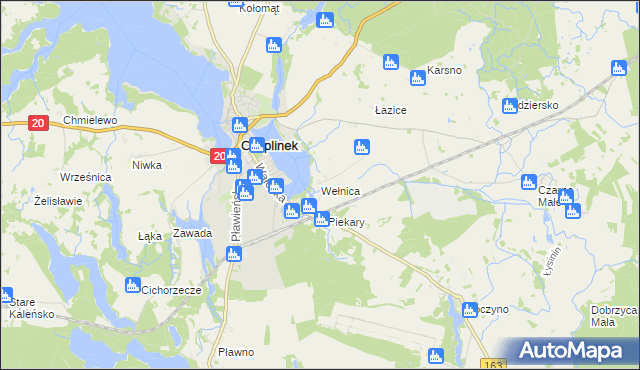 mapa Wełnica gmina Czaplinek, Wełnica gmina Czaplinek na mapie Targeo