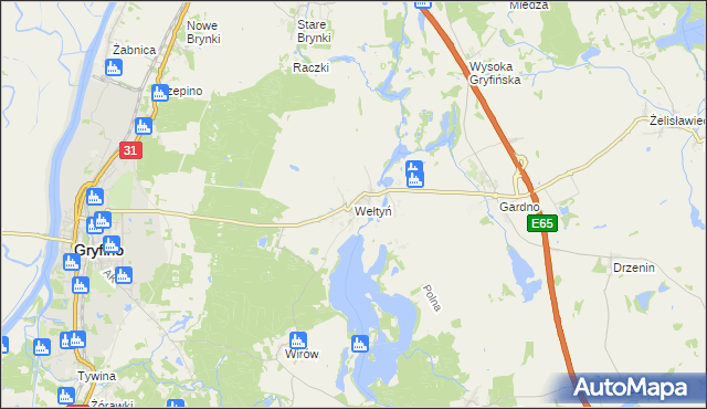 mapa Wełtyń, Wełtyń na mapie Targeo