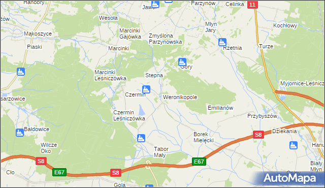 mapa Weronikopole, Weronikopole na mapie Targeo