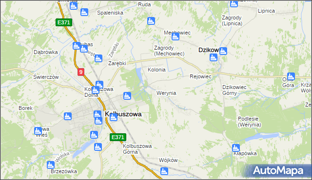 mapa Werynia, Werynia na mapie Targeo