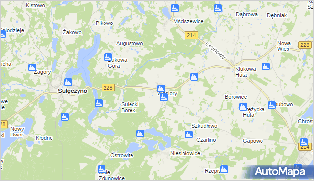 mapa Węsiory, Węsiory na mapie Targeo