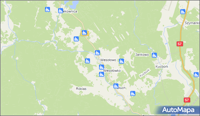 mapa Wesołowo gmina Wielbark, Wesołowo gmina Wielbark na mapie Targeo