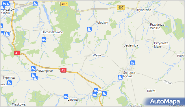 mapa Węża, Węża na mapie Targeo