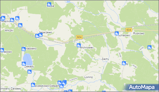 mapa Wichrowiec gmina Janowo, Wichrowiec gmina Janowo na mapie Targeo