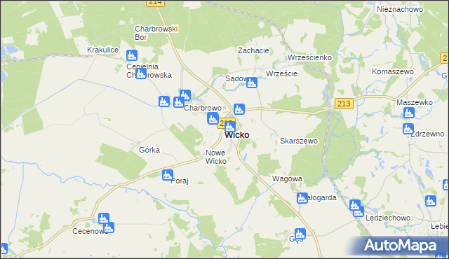 mapa Wicko powiat lęborski, Wicko powiat lęborski na mapie Targeo