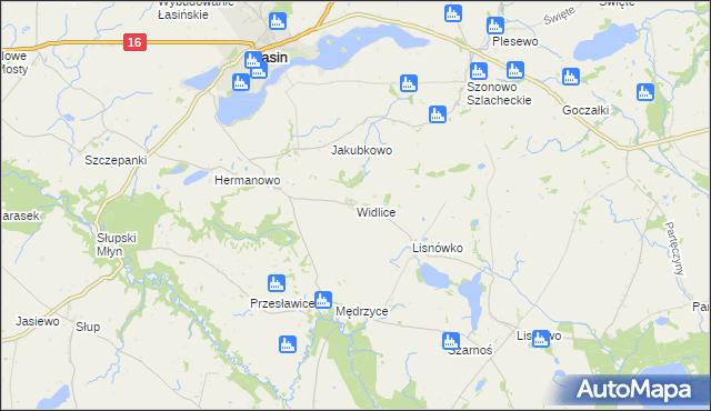 mapa Widlice gmina Świecie nad Osą, Widlice gmina Świecie nad Osą na mapie Targeo