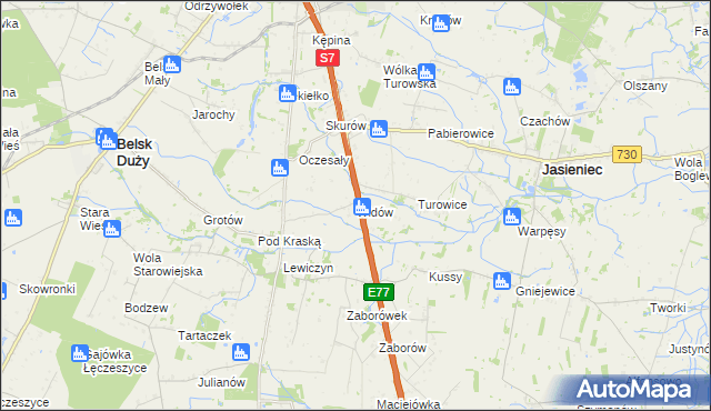 mapa Widów gmina Belsk Duży, Widów gmina Belsk Duży na mapie Targeo