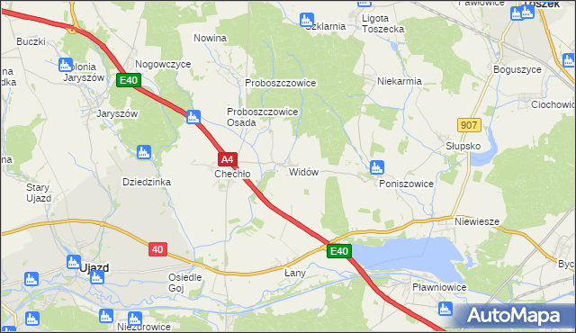 mapa Widów gmina Rudziniec, Widów gmina Rudziniec na mapie Targeo