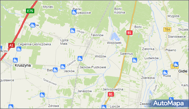 mapa Widzów, Widzów na mapie Targeo