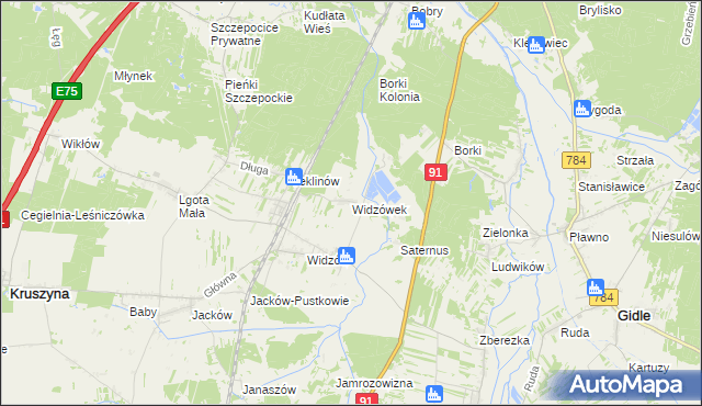mapa Widzówek, Widzówek na mapie Targeo