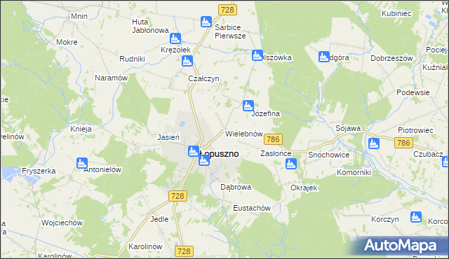 mapa Wielebnów, Wielebnów na mapie Targeo