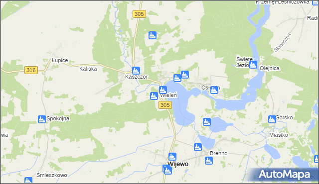 mapa Wieleń gmina Przemęt, Wieleń gmina Przemęt na mapie Targeo