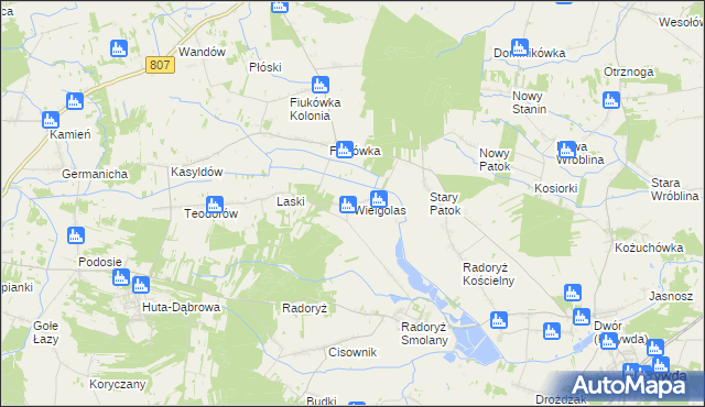 mapa Wielgolas gmina Krzywda, Wielgolas gmina Krzywda na mapie Targeo