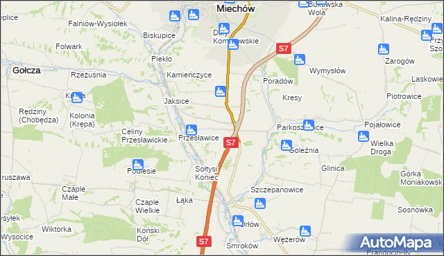 mapa Wielki Dół gmina Miechów, Wielki Dół gmina Miechów na mapie Targeo