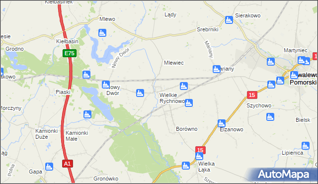 mapa Wielkie Rychnowo, Wielkie Rychnowo na mapie Targeo