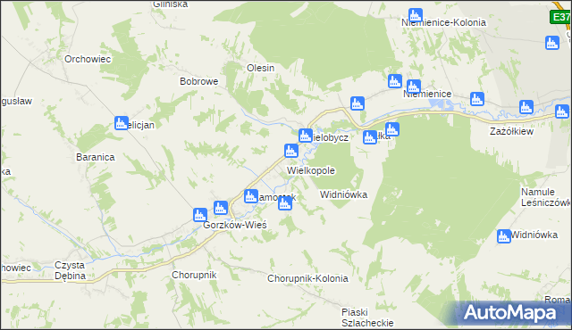 mapa Wielkopole gmina Gorzków, Wielkopole gmina Gorzków na mapie Targeo