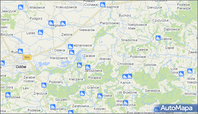 mapa Wieniec gmina Gdów, Wieniec gmina Gdów na mapie Targeo