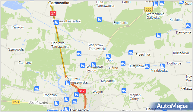 mapa Wieprzów Ordynacki, Wieprzów Ordynacki na mapie Targeo