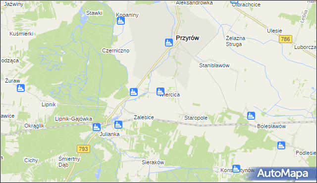 mapa Wiercica, Wiercica na mapie Targeo