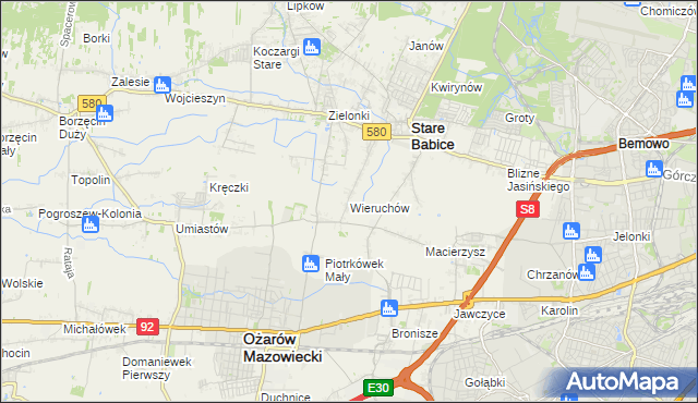 mapa Wieruchów, Wieruchów na mapie Targeo