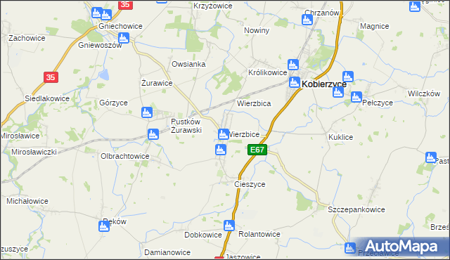 mapa Wierzbice, Wierzbice na mapie Targeo