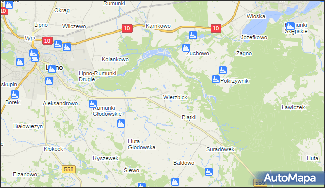 mapa Wierzbick, Wierzbick na mapie Targeo