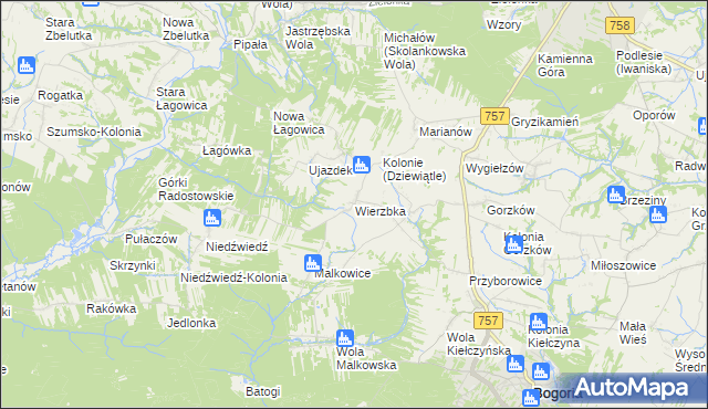 mapa Wierzbka, Wierzbka na mapie Targeo