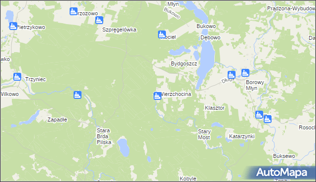 mapa Wierzchocina, Wierzchocina na mapie Targeo