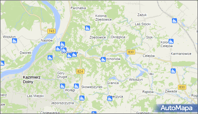 mapa Wierzchoniów, Wierzchoniów na mapie Targeo