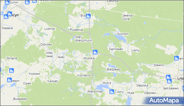 mapa Wierzchucin gmina Cekcyn, Wierzchucin gmina Cekcyn na mapie Targeo