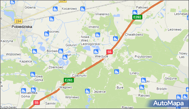 mapa Wierzyce, Wierzyce na mapie Targeo