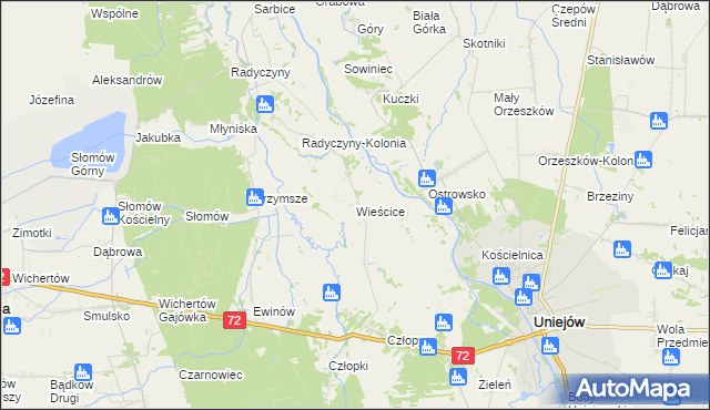 mapa Wieścice, Wieścice na mapie Targeo
