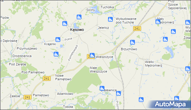 mapa Wieszczyce gmina Kęsowo, Wieszczyce gmina Kęsowo na mapie Targeo