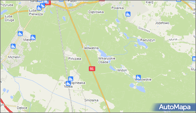 mapa Wikaryjskie Osada, Wikaryjskie Osada na mapie Targeo