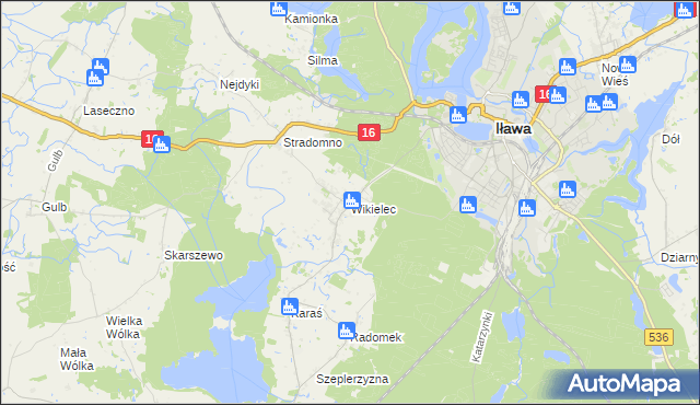 mapa Wikielec gmina Iława, Wikielec gmina Iława na mapie Targeo