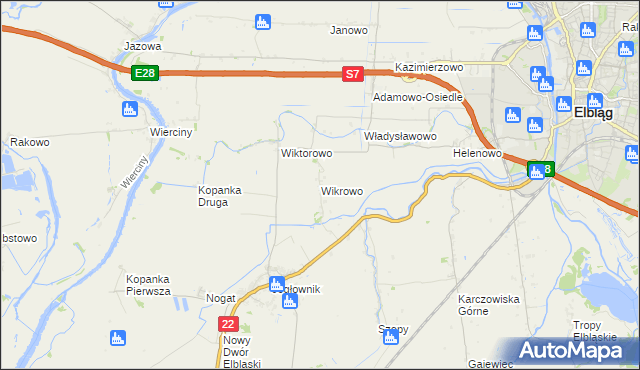 mapa Wikrowo gmina Gronowo Elbląskie, Wikrowo gmina Gronowo Elbląskie na mapie Targeo