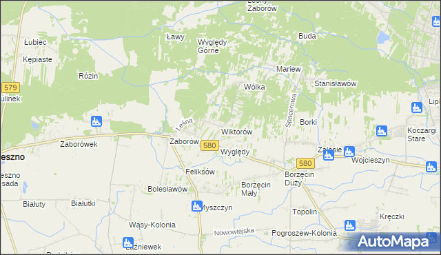 mapa Wiktorów gmina Leszno, Wiktorów gmina Leszno na mapie Targeo