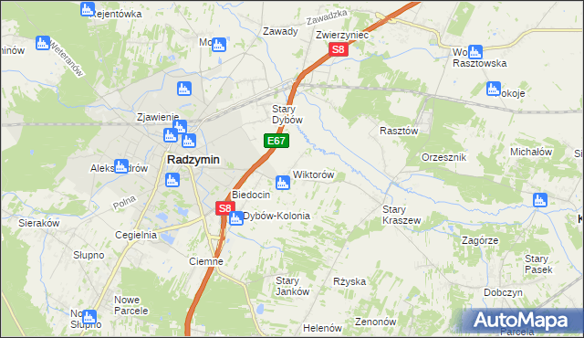 mapa Wiktorów gmina Radzymin, Wiktorów gmina Radzymin na mapie Targeo