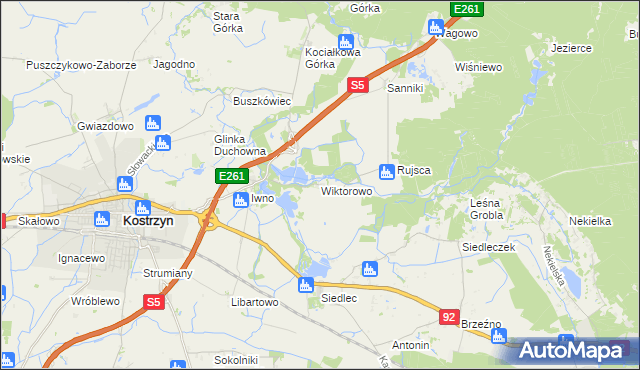 mapa Wiktorowo gmina Kostrzyn, Wiktorowo gmina Kostrzyn na mapie Targeo